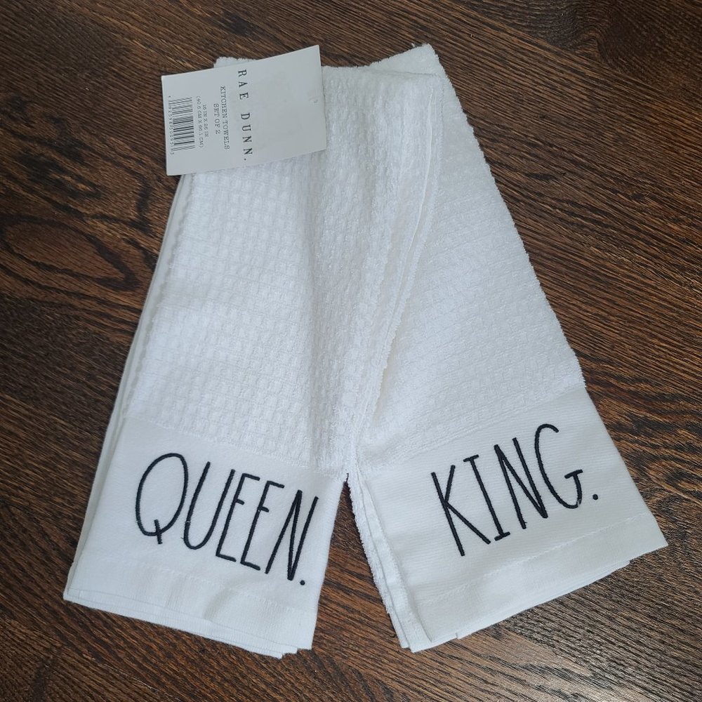Rae Dunn “Queen” & “King” Kitchen Towel Set